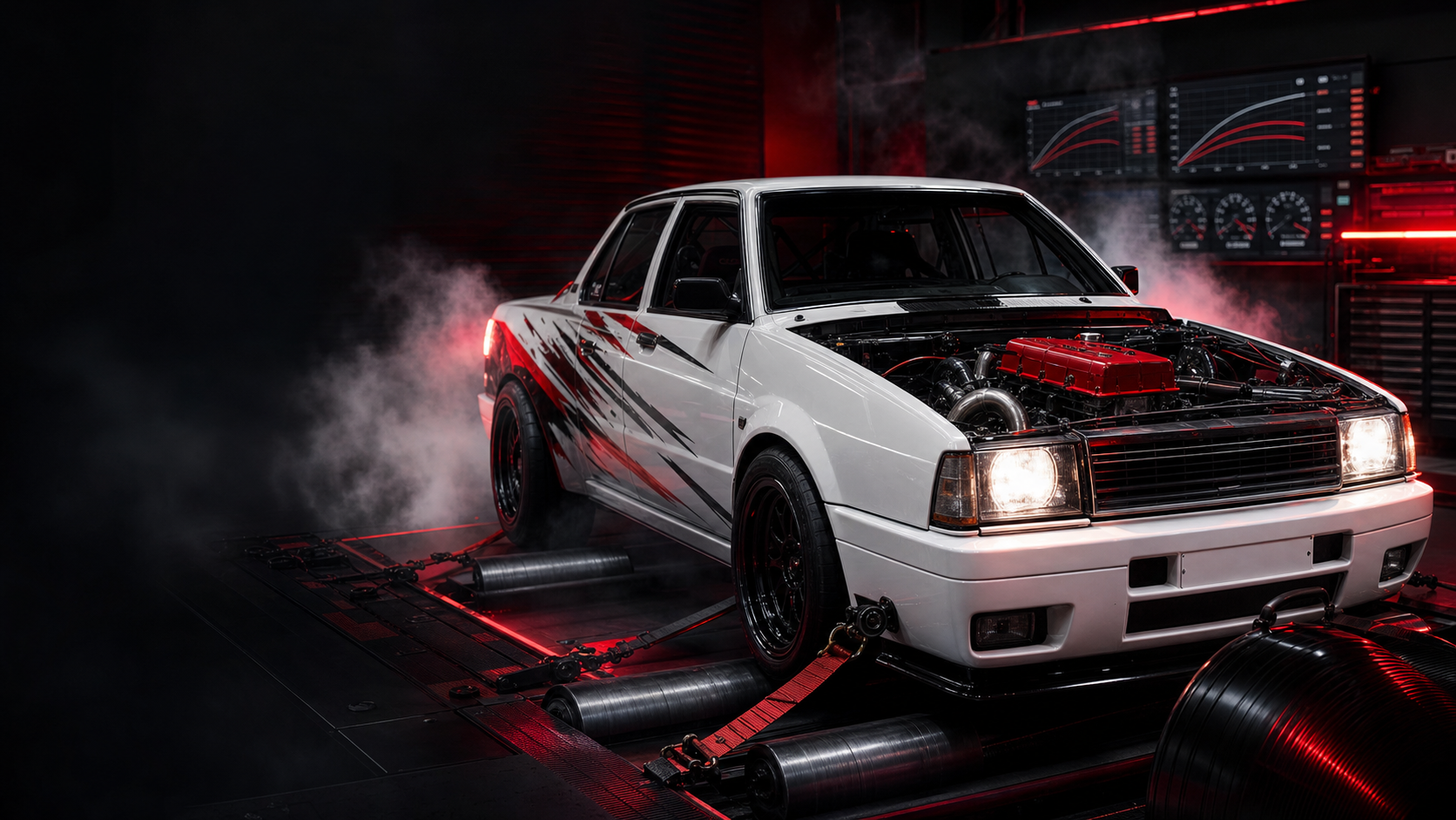Auto de competición Eufóricos realizando una prueba en Dyno